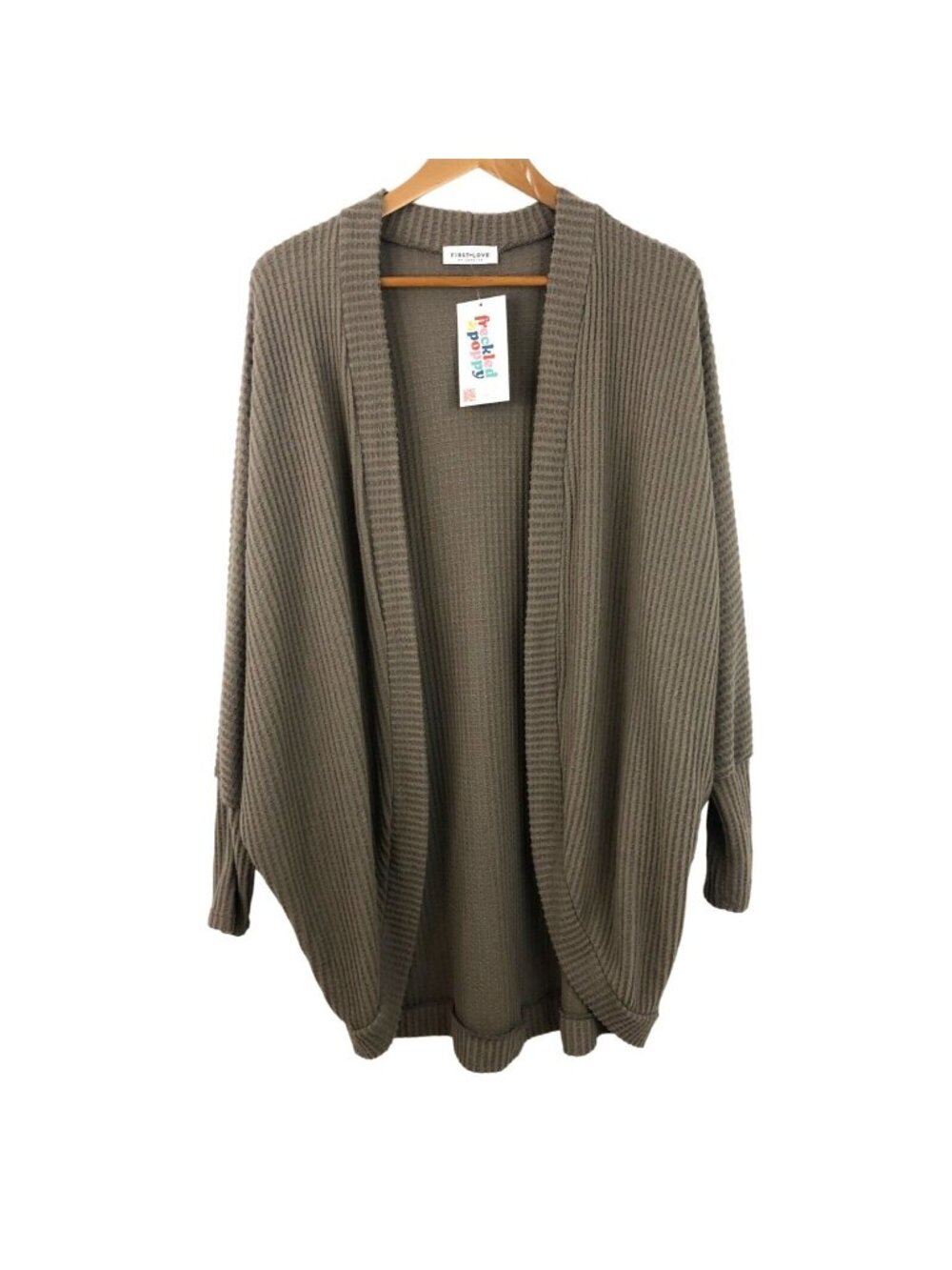 Dolman Sleeve Curved Hem Cardigan Cocoa Womens Size Small